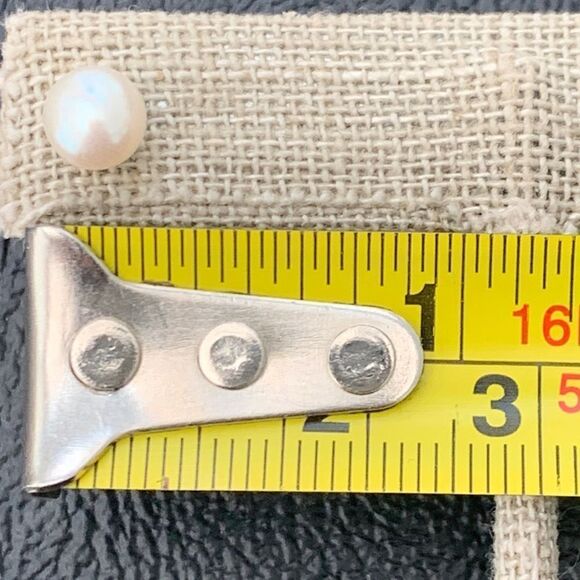 Small Genuine Freshwater Cultured Pearl Stud Earrings, Sterling Silver 925, Gift - Picture 9 of 9
